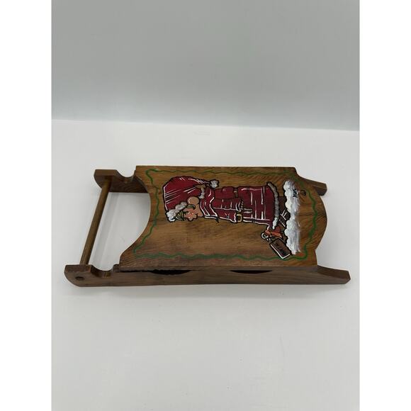 Vtg Hand Made Wooden Musical Sled Christmas Decor Artist Signed USA Cottage Core - Picture 8 of 8